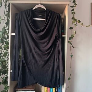 Ruti Black Draped Long Sleeve Top